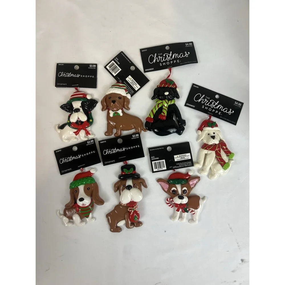 Dog Breed Christmas Ornaments Set of 7 Puppy Holiday Decor 3-4in New